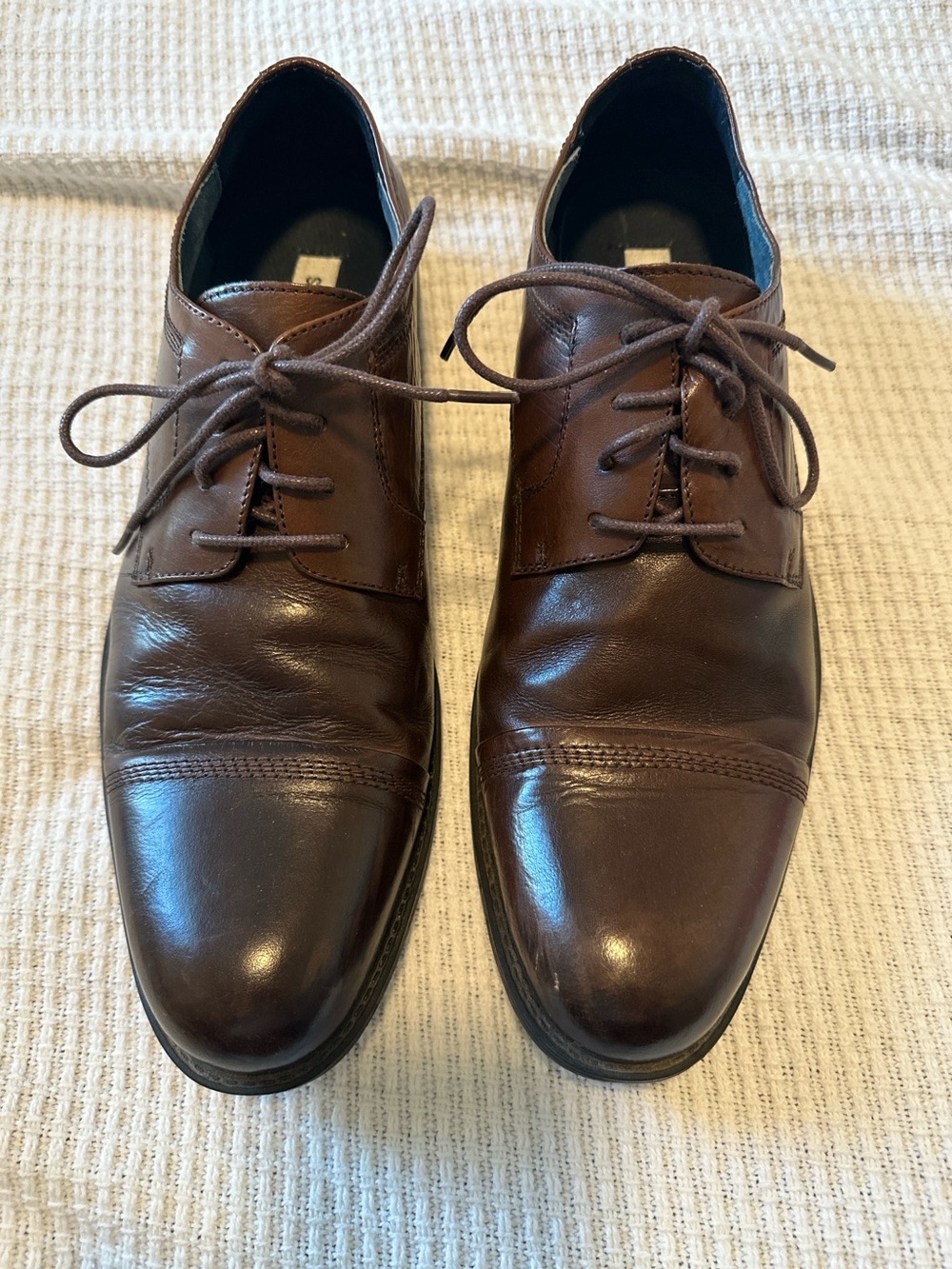 Men's Brown Leather Cap-Toe Dress Shoes